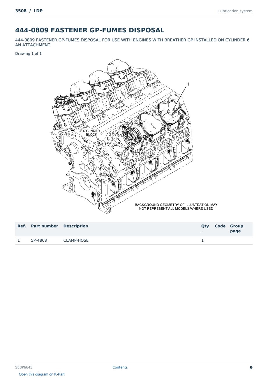 Caterpillar 3508 S/N LDP Partsbook SEBP6645 (English) - sample page 9 of 10 Caterpillar 3508 S/N LDP Partsbook SEBP6645 (English) - sample page 9 of 10