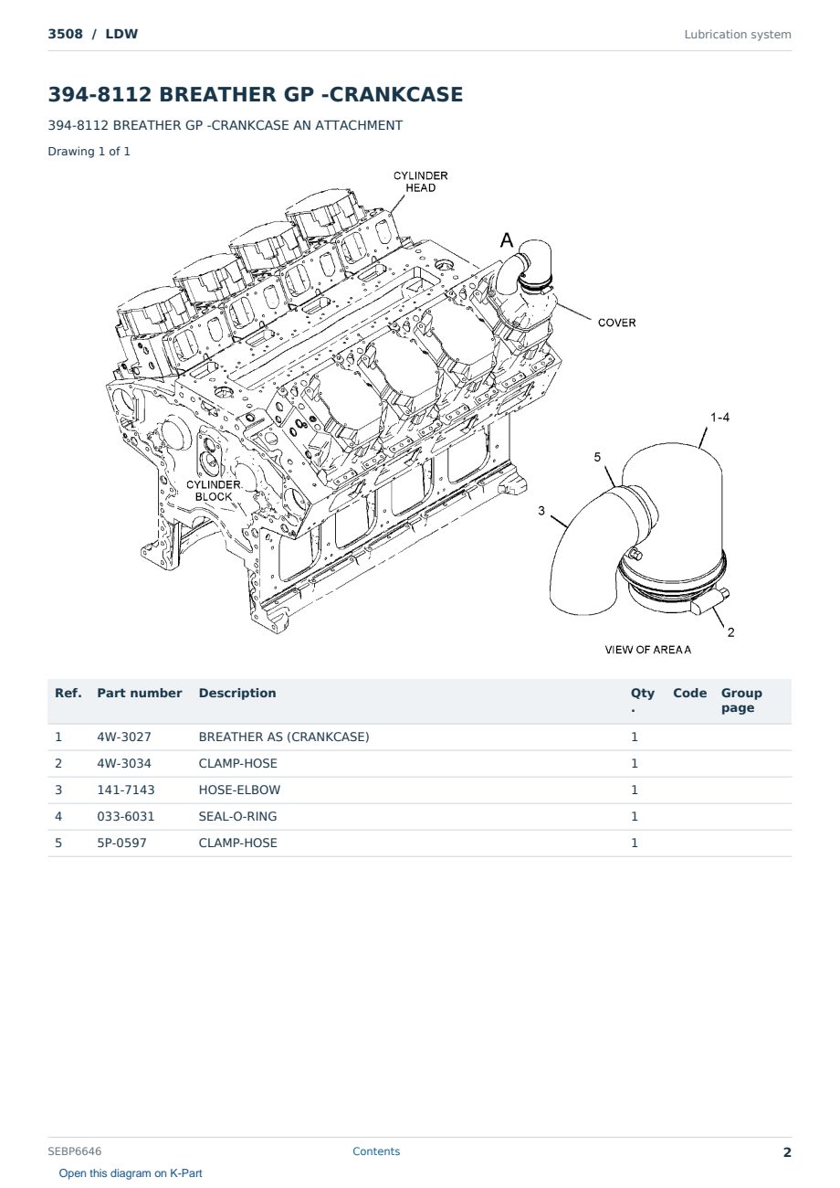 Caterpillar 3508 S/N LDW Partsbook SEBP6646 (English) - sample page 2 of 10 Caterpillar 3508 S/N LDW Partsbook SEBP6646 (English) - sample page 2 of 10
