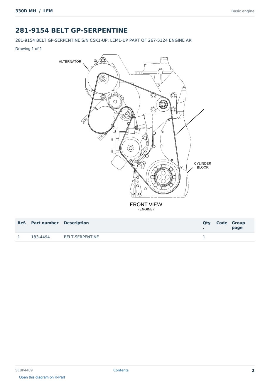 Caterpillar 330D MH S/N LEM Partsbook SEBP4489 (English) - sample page 2 of 10 Caterpillar 330D MH S/N LEM Partsbook SEBP4489 (English) - sample page 2 of 10