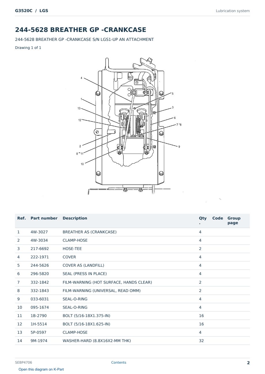 Caterpillar G3520C S/N LGS Partsbook SEBP4706 (English) - sample page 2 of 10 Caterpillar G3520C S/N LGS Partsbook SEBP4706 (English) - sample page 2 of 10