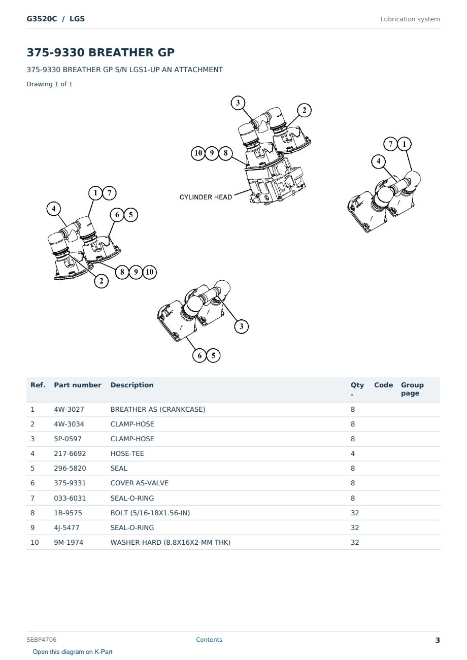 Caterpillar G3520C S/N LGS Partsbook SEBP4706 (English) - sample page 3 of 10 Caterpillar G3520C S/N LGS Partsbook SEBP4706 (English) - sample page 3 of 10