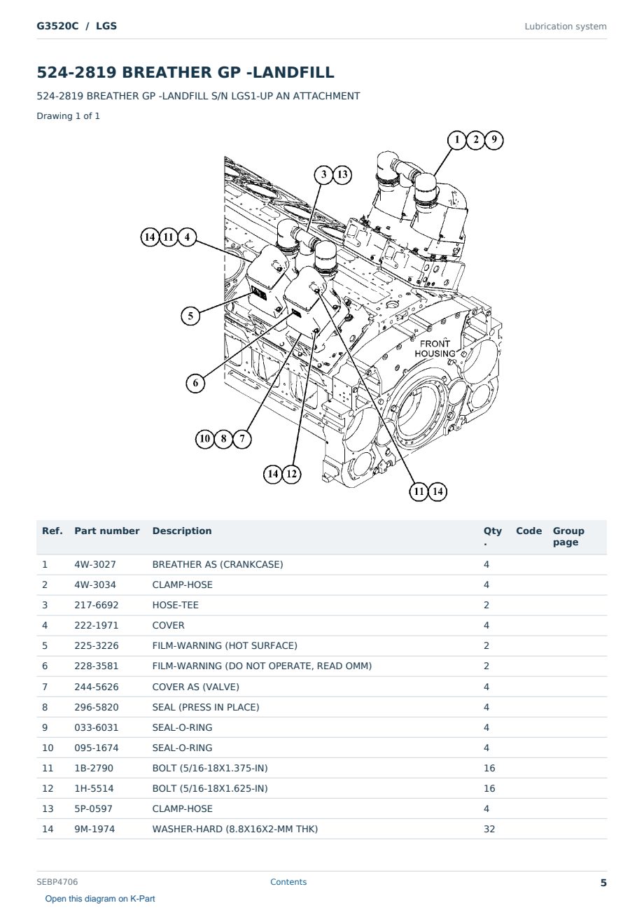 Caterpillar G3520C S/N LGS Partsbook SEBP4706 (English) - sample page 5 of 10 Caterpillar G3520C S/N LGS Partsbook SEBP4706 (English) - sample page 5 of 10