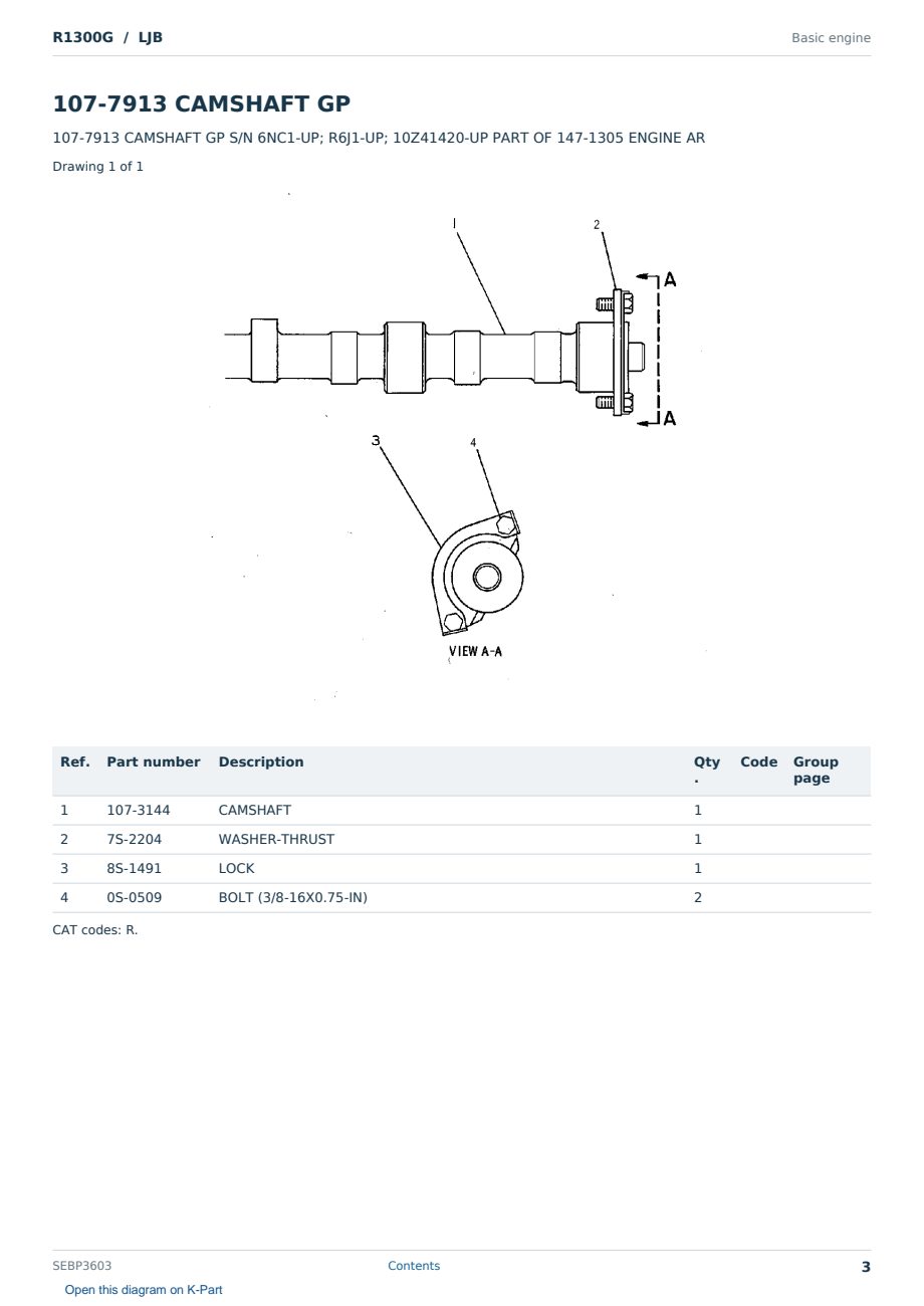 Caterpillar R1300G S/N LJB Partsbook SEBP3603 (English) - sample page 3 of 10 Caterpillar R1300G S/N LJB Partsbook SEBP3603 (English) - sample page 3 of 10