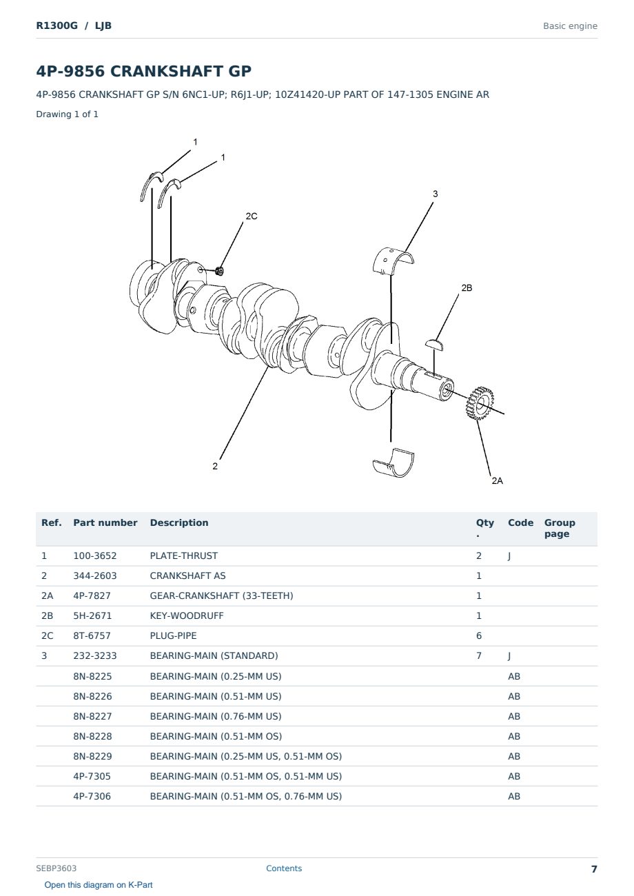 Caterpillar R1300G S/N LJB Partsbook SEBP3603 (English) - sample page 7 of 10 Caterpillar R1300G S/N LJB Partsbook SEBP3603 (English) - sample page 7 of 10