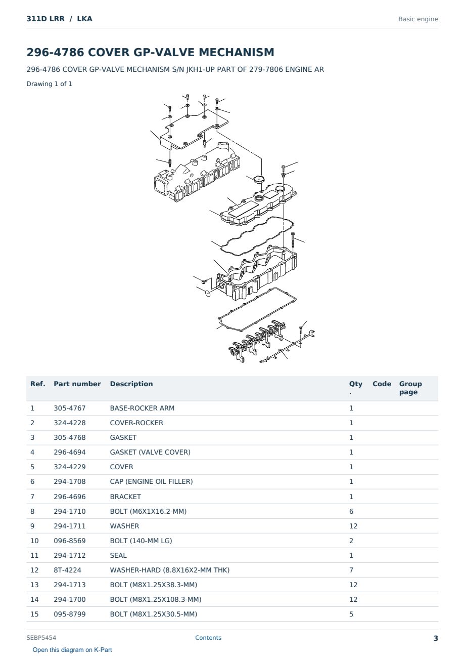 Caterpillar 311D LRR S/N LKA Partsbook SEBP5454 (English) - sample page 3 of 10 Caterpillar 311D LRR S/N LKA Partsbook SEBP5454 (English) - sample page 3 of 10