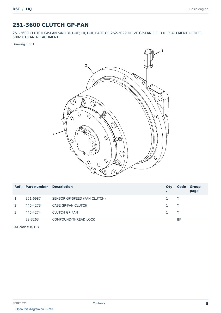 Caterpillar D6T S/N LKJ Partsbook SEBP4521 (English) - sample page 5 of 10 Caterpillar D6T S/N LKJ Partsbook SEBP4521 (English) - sample page 5 of 10