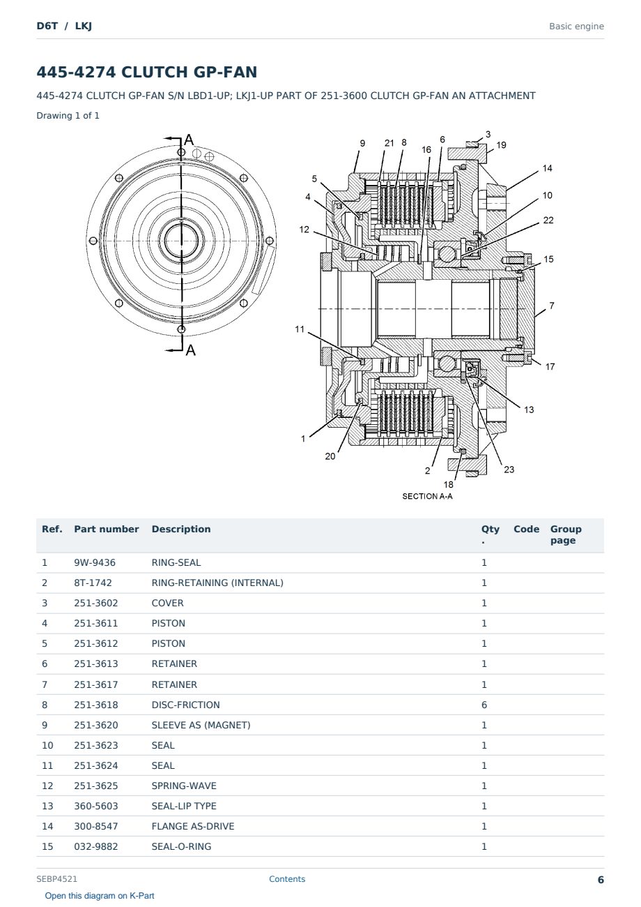 Caterpillar D6T S/N LKJ Partsbook SEBP4521 (English) - sample page 6 of 10 Caterpillar D6T S/N LKJ Partsbook SEBP4521 (English) - sample page 6 of 10