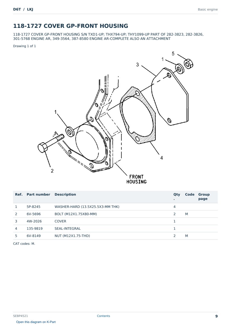 Caterpillar D6T S/N LKJ Partsbook SEBP4521 (English) - sample page 9 of 10 Caterpillar D6T S/N LKJ Partsbook SEBP4521 (English) - sample page 9 of 10
