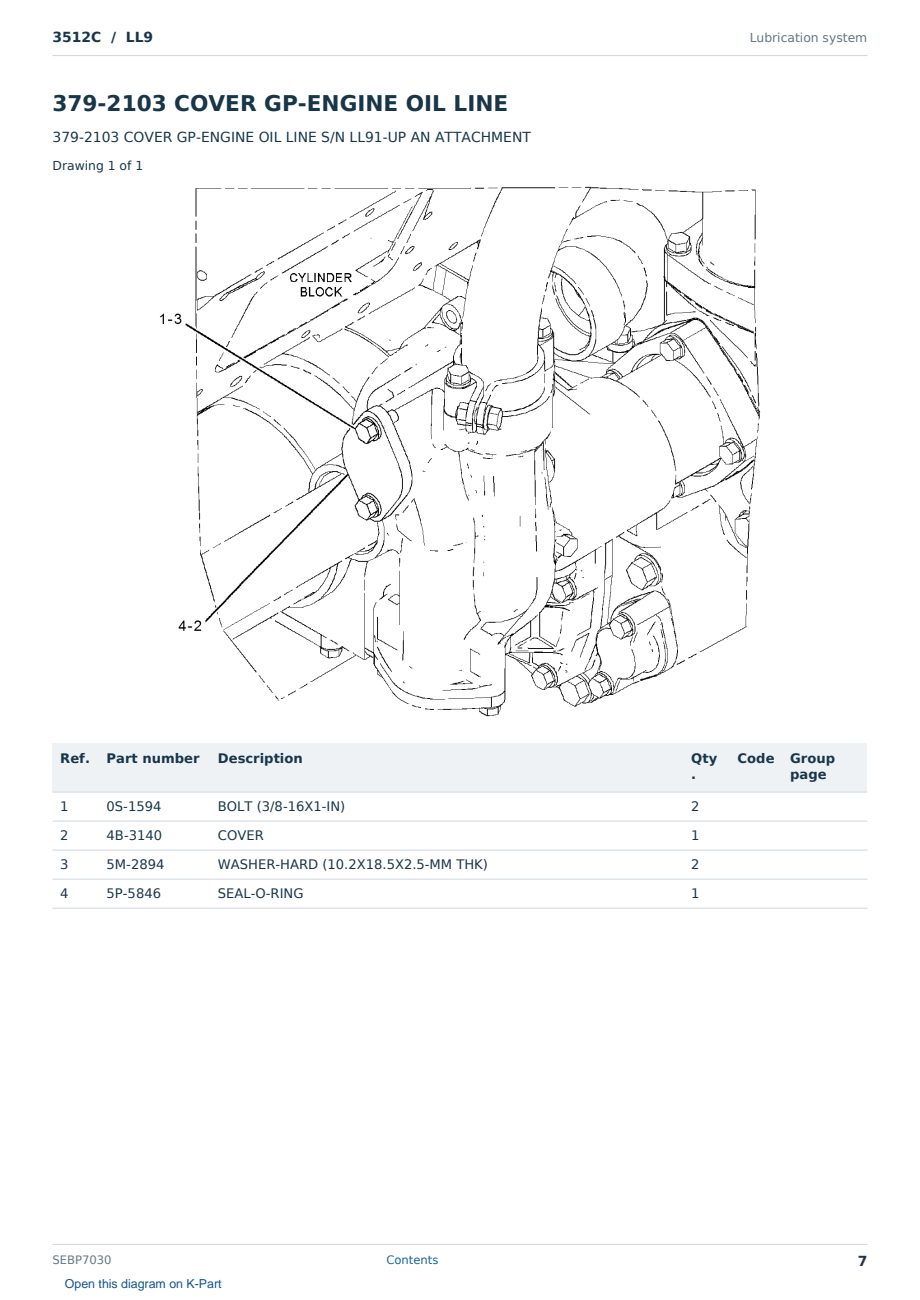 Caterpillar 3512C S/N LL9 Partsbook SEBP7030 (English) - sample page 7 of 10 Caterpillar 3512C S/N LL9 Partsbook SEBP7030 (English) - sample page 7 of 10