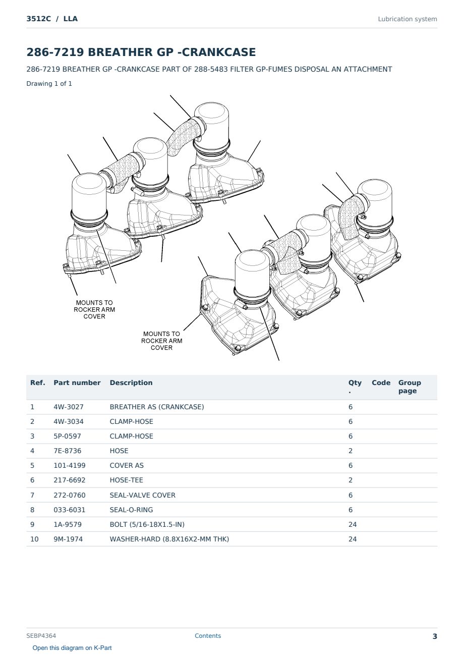 Caterpillar 3512C S/N LLA Partsbook SEBP4364 (English) - sample page 3 of 10 Caterpillar 3512C S/N LLA Partsbook SEBP4364 (English) - sample page 3 of 10