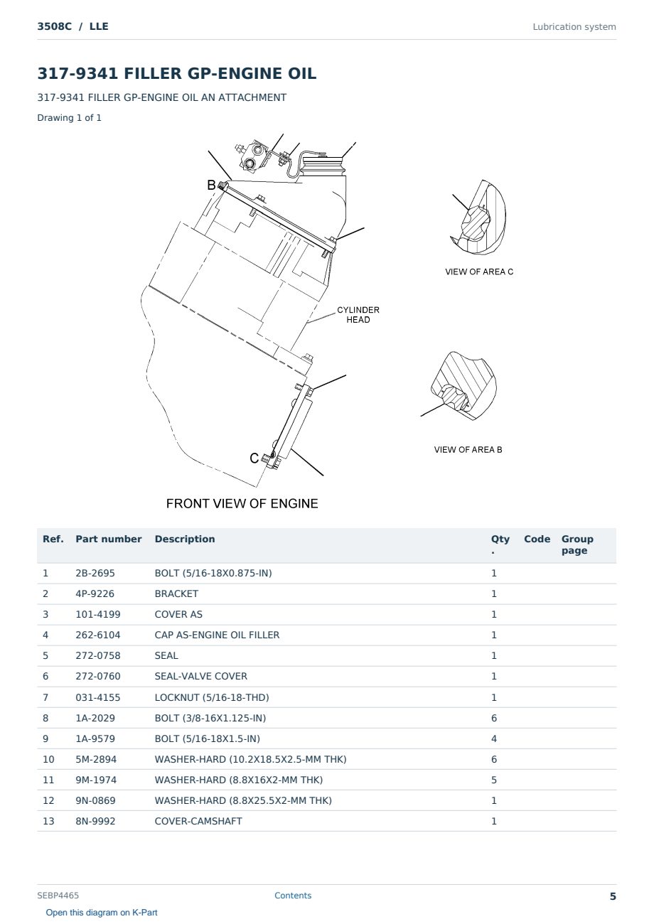 Caterpillar 3508C S/N LLE Partsbook SEBP4465 (English) - sample page 5 of 10 Caterpillar 3508C S/N LLE Partsbook SEBP4465 (English) - sample page 5 of 10
