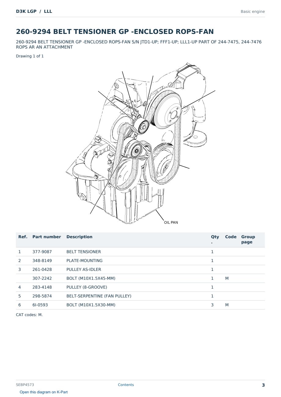 Caterpillar D3K LGP S/N LLL Partsbook SEBP4573 (English) - sample page 3 of 10 Caterpillar D3K LGP S/N LLL Partsbook SEBP4573 (English) - sample page 3 of 10