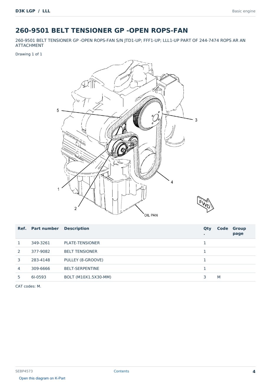 Caterpillar D3K LGP S/N LLL Partsbook SEBP4573 (English) - sample page 4 of 10 Caterpillar D3K LGP S/N LLL Partsbook SEBP4573 (English) - sample page 4 of 10