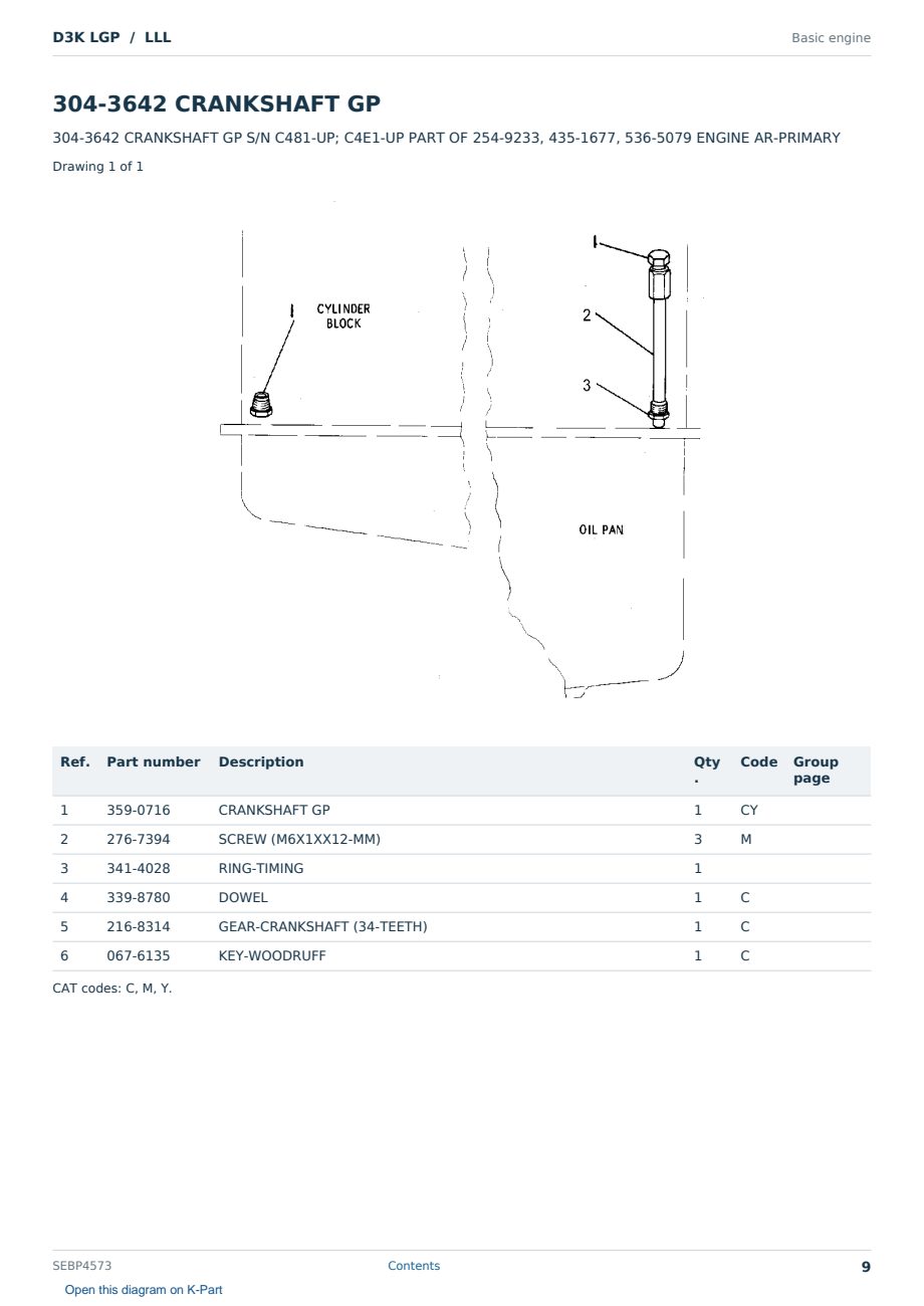 Caterpillar D3K LGP S/N LLL Partsbook SEBP4573 (English) - sample page 9 of 10 Caterpillar D3K LGP S/N LLL Partsbook SEBP4573 (English) - sample page 9 of 10