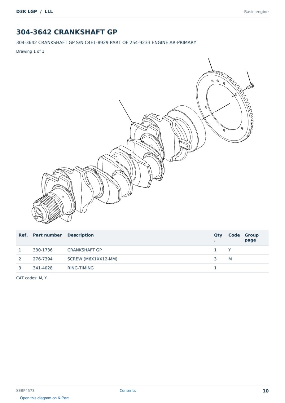 Caterpillar D3K LGP S/N LLL Partsbook SEBP4573 (English) - sample page 10 of 10 Caterpillar D3K LGP S/N LLL Partsbook SEBP4573 (English) - sample page 10 of 10