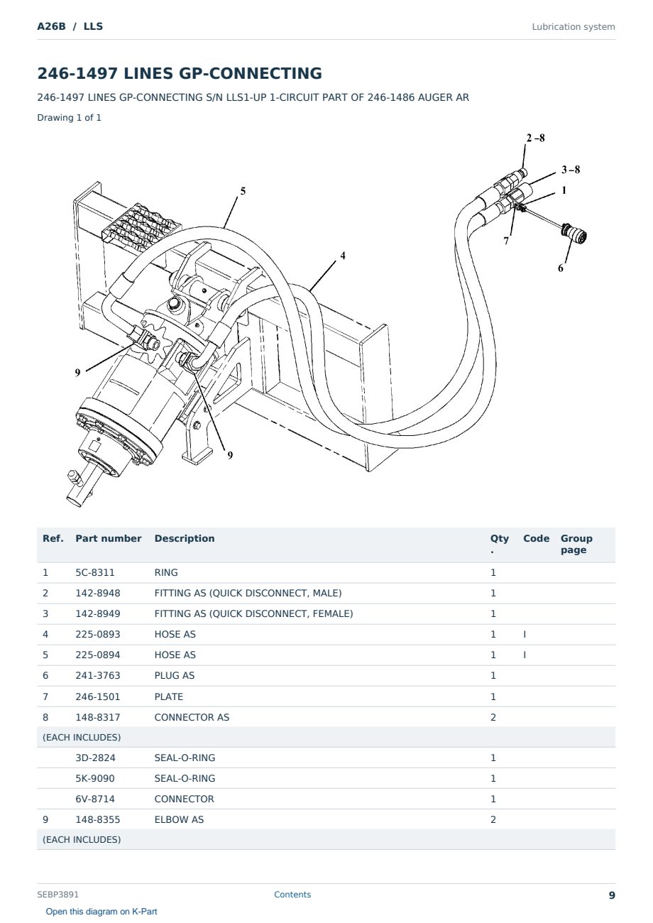 Caterpillar A26B S/N LLS Partsbook SEBP3891 (English) - sample page 9 of 10 Caterpillar A26B S/N LLS Partsbook SEBP3891 (English) - sample page 9 of 10