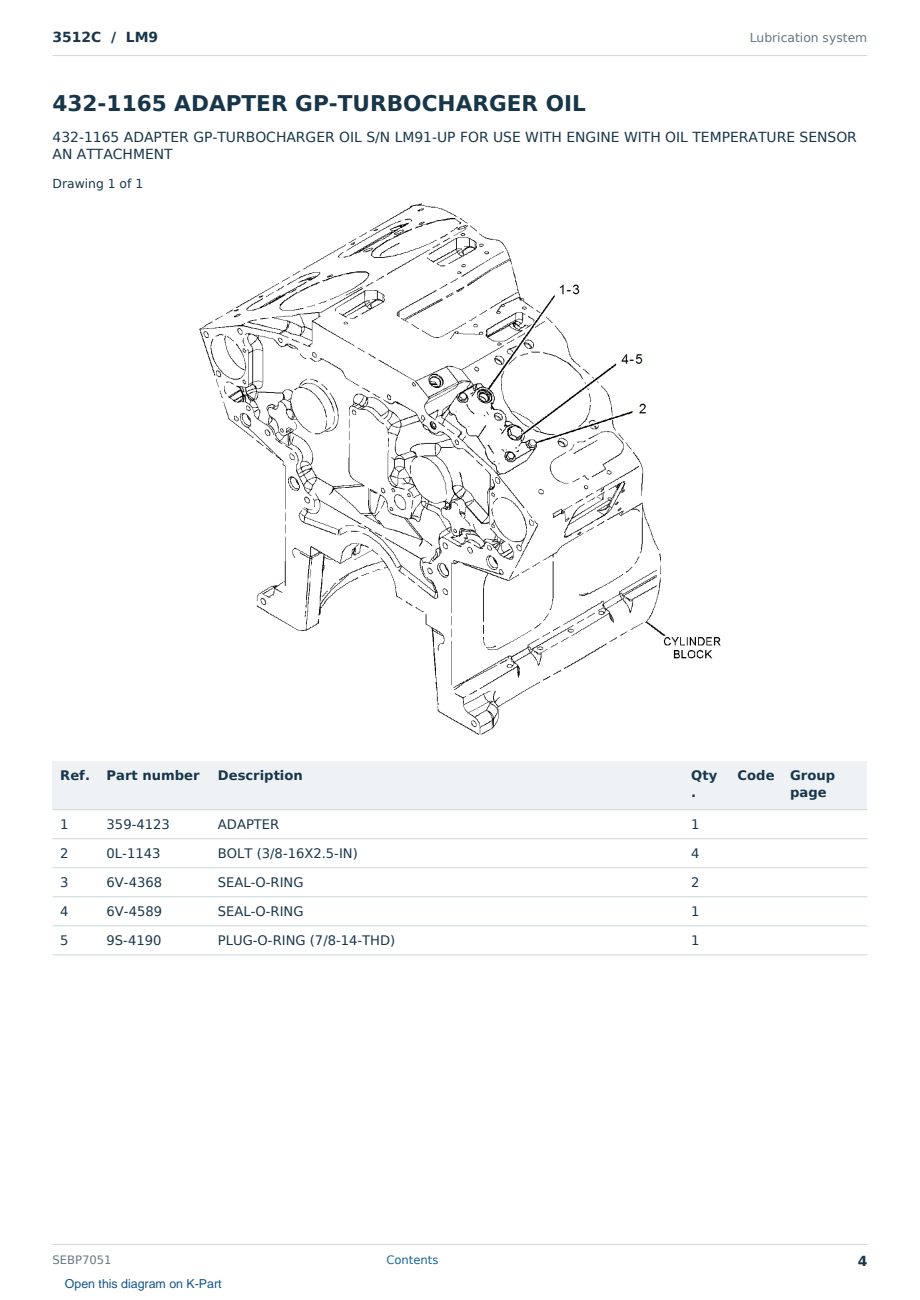 Caterpillar 3512C S/N LM9 Partsbook SEBP7051 (English) - sample page 4 of 10 Caterpillar 3512C S/N LM9 Partsbook SEBP7051 (English) - sample page 4 of 10
