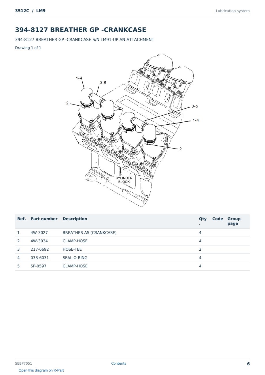 Caterpillar 3512C S/N LM9 Partsbook SEBP7051 (English) - sample page 6 of 10 Caterpillar 3512C S/N LM9 Partsbook SEBP7051 (English) - sample page 6 of 10