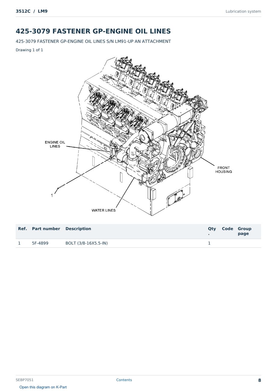 Caterpillar 3512C S/N LM9 Partsbook SEBP7051 (English) - sample page 8 of 10 Caterpillar 3512C S/N LM9 Partsbook SEBP7051 (English) - sample page 8 of 10