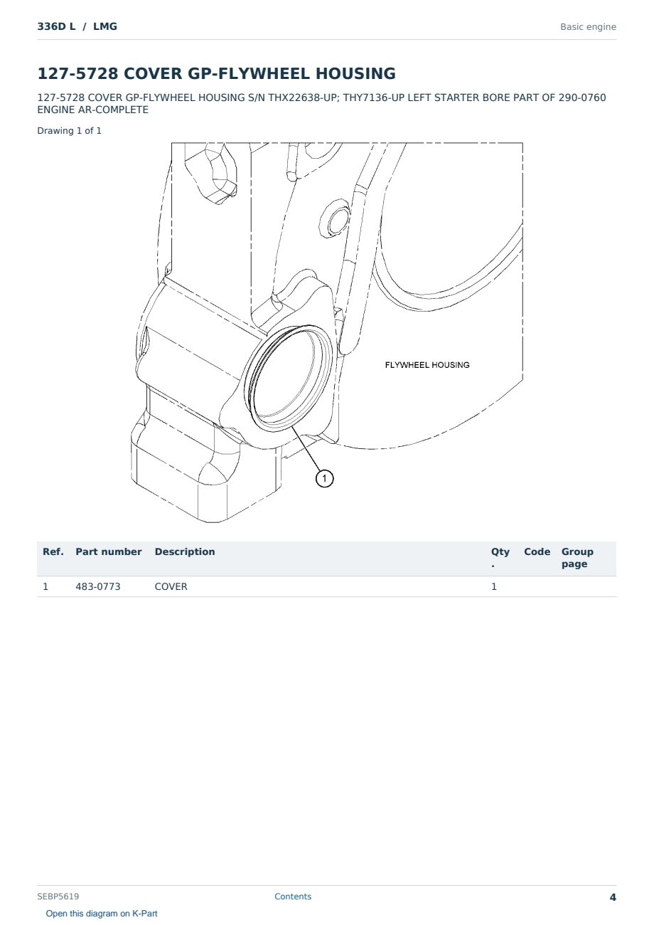 Caterpillar 336D L S/N LMG Partsbook SEBP5619 (English) - sample page 4 of 10 Caterpillar 336D L S/N LMG Partsbook SEBP5619 (English) - sample page 4 of 10
