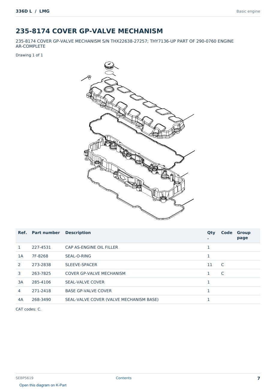 Caterpillar 336D L S/N LMG Partsbook SEBP5619 (English) - sample page 7 of 10 Caterpillar 336D L S/N LMG Partsbook SEBP5619 (English) - sample page 7 of 10
