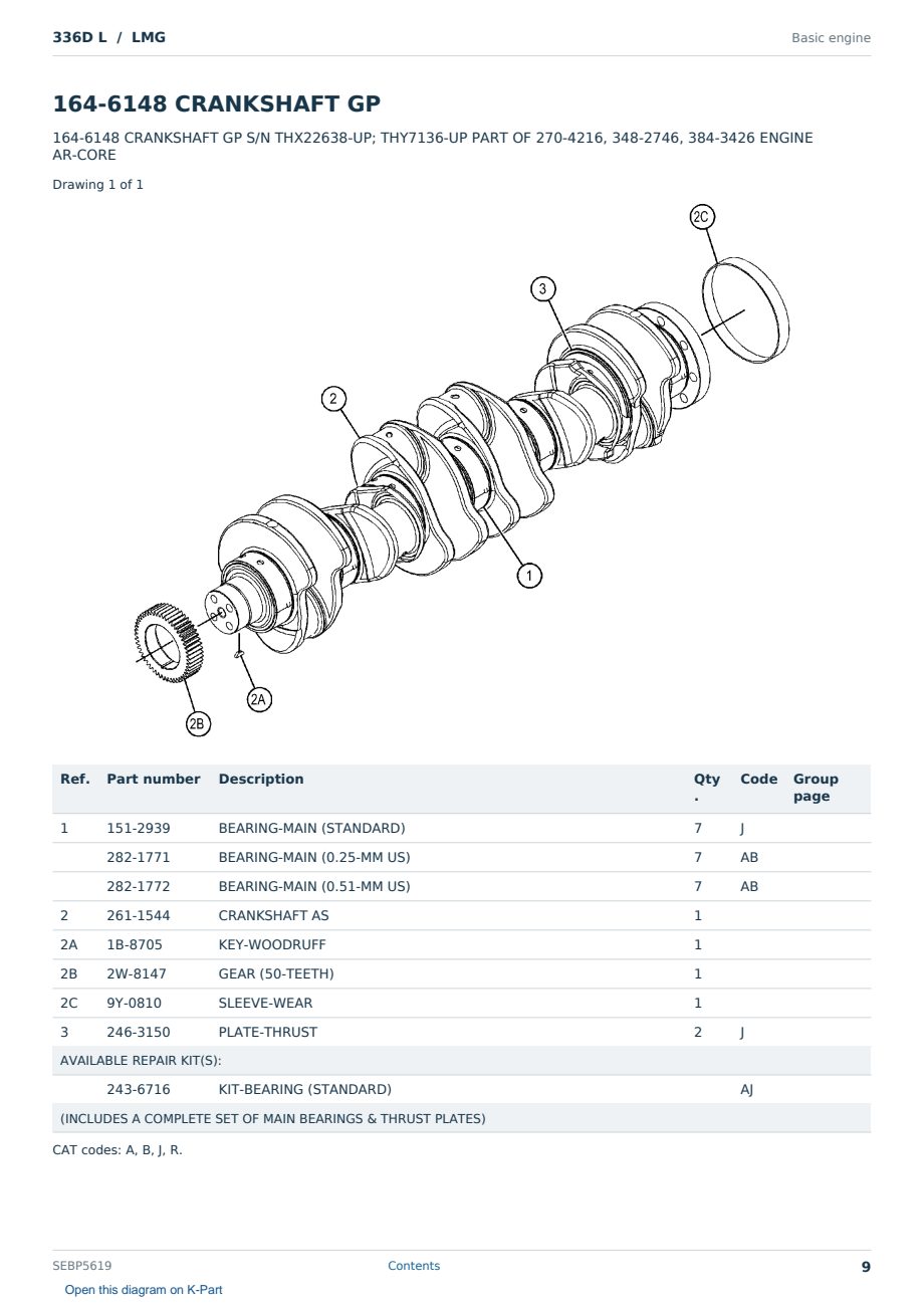 Caterpillar 336D L S/N LMG Partsbook SEBP5619 (English) - sample page 9 of 10 Caterpillar 336D L S/N LMG Partsbook SEBP5619 (English) - sample page 9 of 10