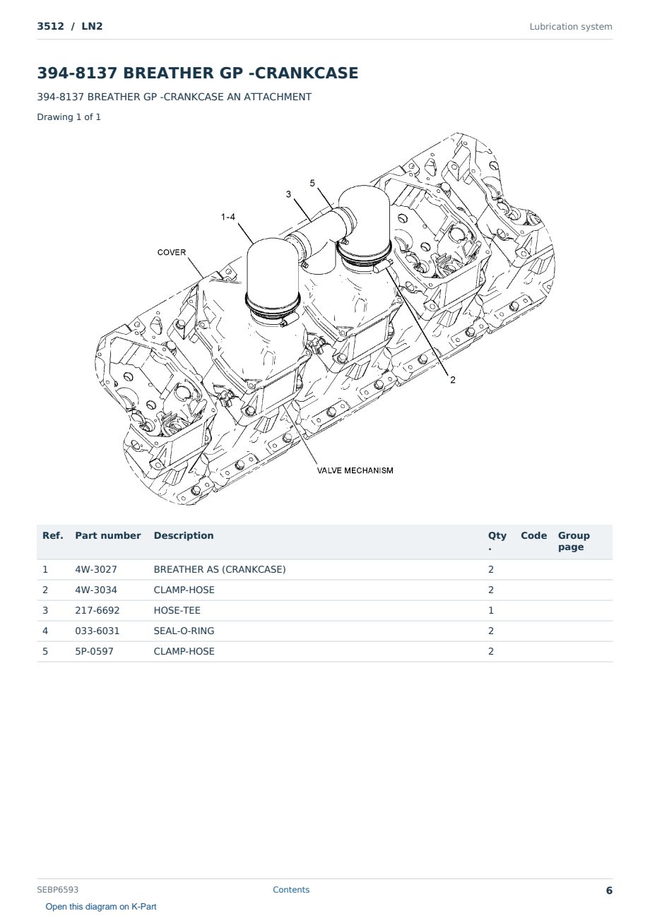 Caterpillar 3512 S/N LN2 Partsbook SEBP6593 (English) - sample page 6 of 10 Caterpillar 3512 S/N LN2 Partsbook SEBP6593 (English) - sample page 6 of 10