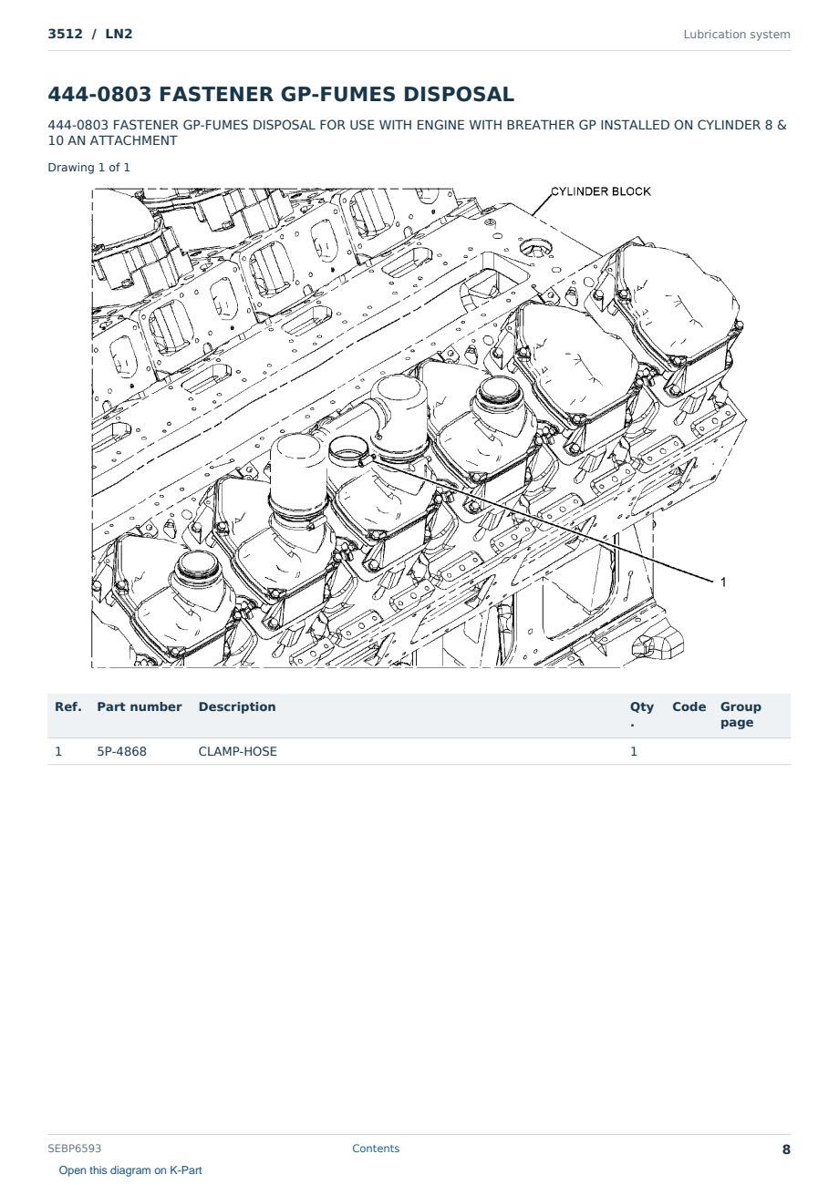 Caterpillar 3512 S/N LN2 Partsbook SEBP6593 (English) - sample page 8 of 10 Caterpillar 3512 S/N LN2 Partsbook SEBP6593 (English) - sample page 8 of 10