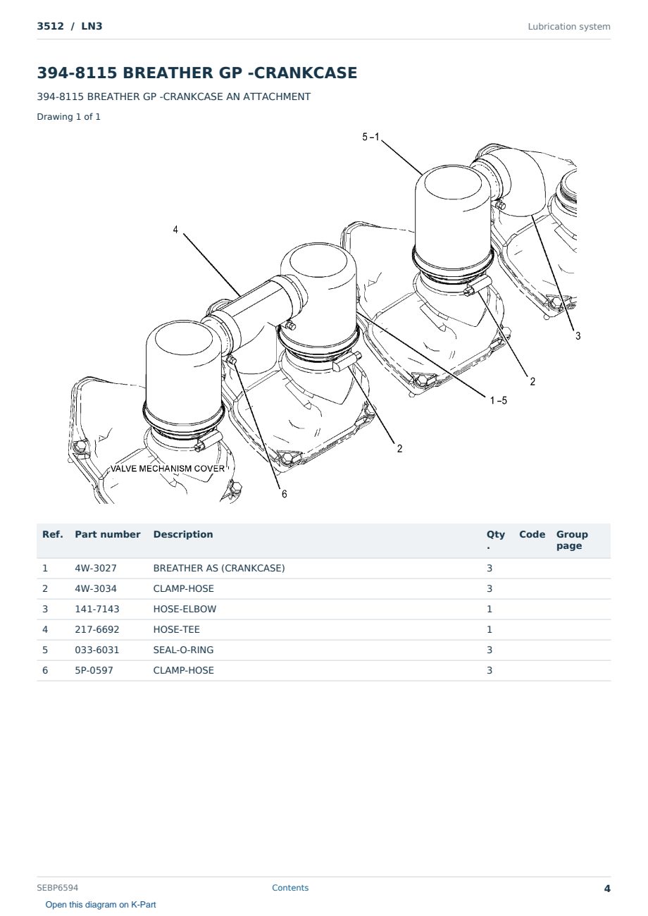 Caterpillar 3512 S/N LN3 Partsbook SEBP6594 (English) - sample page 4 of 10 Caterpillar 3512 S/N LN3 Partsbook SEBP6594 (English) - sample page 4 of 10