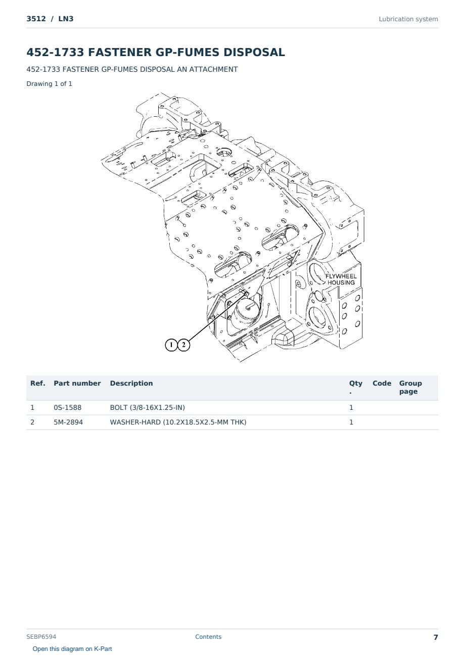 Caterpillar 3512 S/N LN3 Partsbook SEBP6594 (English) - sample page 7 of 10 Caterpillar 3512 S/N LN3 Partsbook SEBP6594 (English) - sample page 7 of 10