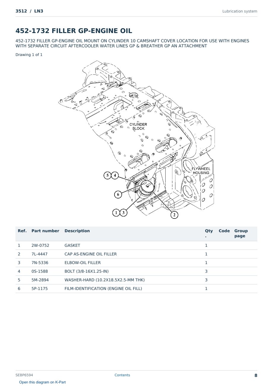 Caterpillar 3512 S/N LN3 Partsbook SEBP6594 (English) - sample page 8 of 10 Caterpillar 3512 S/N LN3 Partsbook SEBP6594 (English) - sample page 8 of 10
