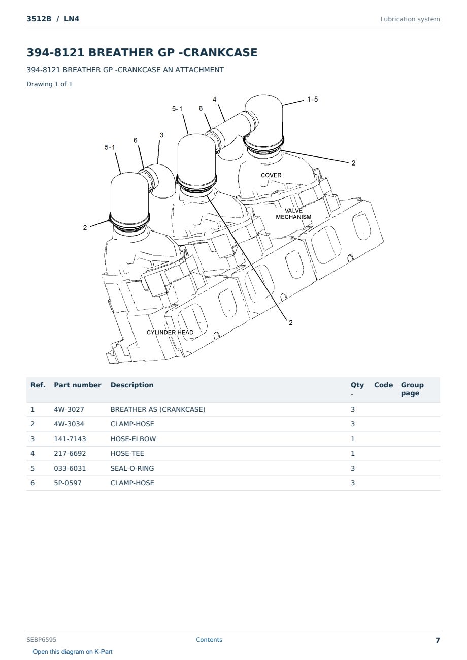 Caterpillar 3512B S/N LN4 Partsbook SEBP6595 (English) - sample page 7 of 10 Caterpillar 3512B S/N LN4 Partsbook SEBP6595 (English) - sample page 7 of 10