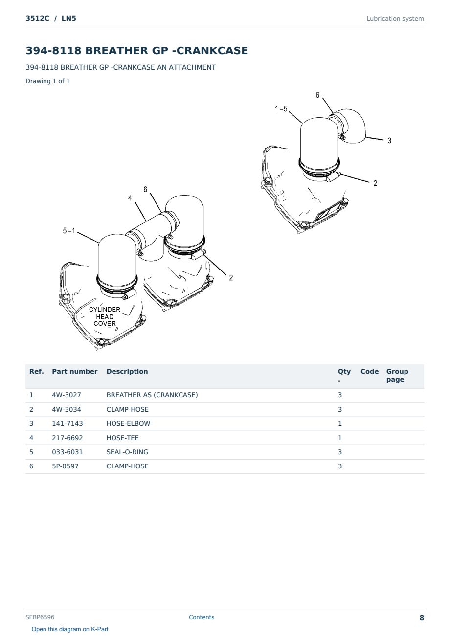 Caterpillar 3512C S/N LN5 Partsbook SEBP6596 (English) - sample page 8 of 10 Caterpillar 3512C S/N LN5 Partsbook SEBP6596 (English) - sample page 8 of 10
