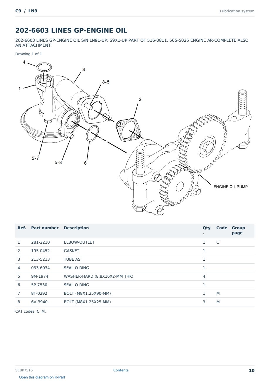 Caterpillar C9 S/N LN9 Partsbook SEBP7516 (English) - sample page 10 of 10 Caterpillar C9 S/N LN9 Partsbook SEBP7516 (English) - sample page 10 of 10