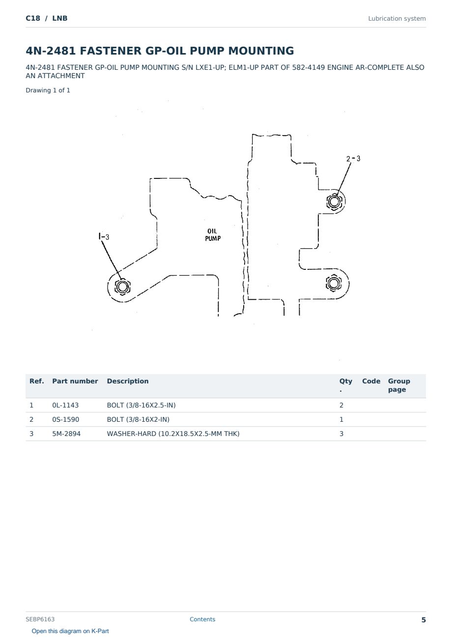 Caterpillar C18 S/N LNB Partsbook SEBP6163 (English) - sample page 5 of 10 Caterpillar C18 S/N LNB Partsbook SEBP6163 (English) - sample page 5 of 10