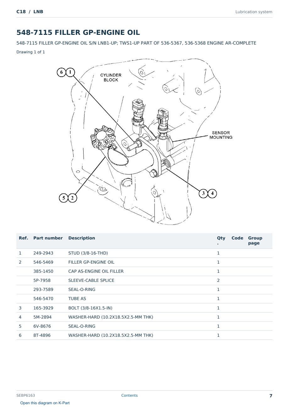Caterpillar C18 S/N LNB Partsbook SEBP6163 (English) - sample page 7 of 10 Caterpillar C18 S/N LNB Partsbook SEBP6163 (English) - sample page 7 of 10