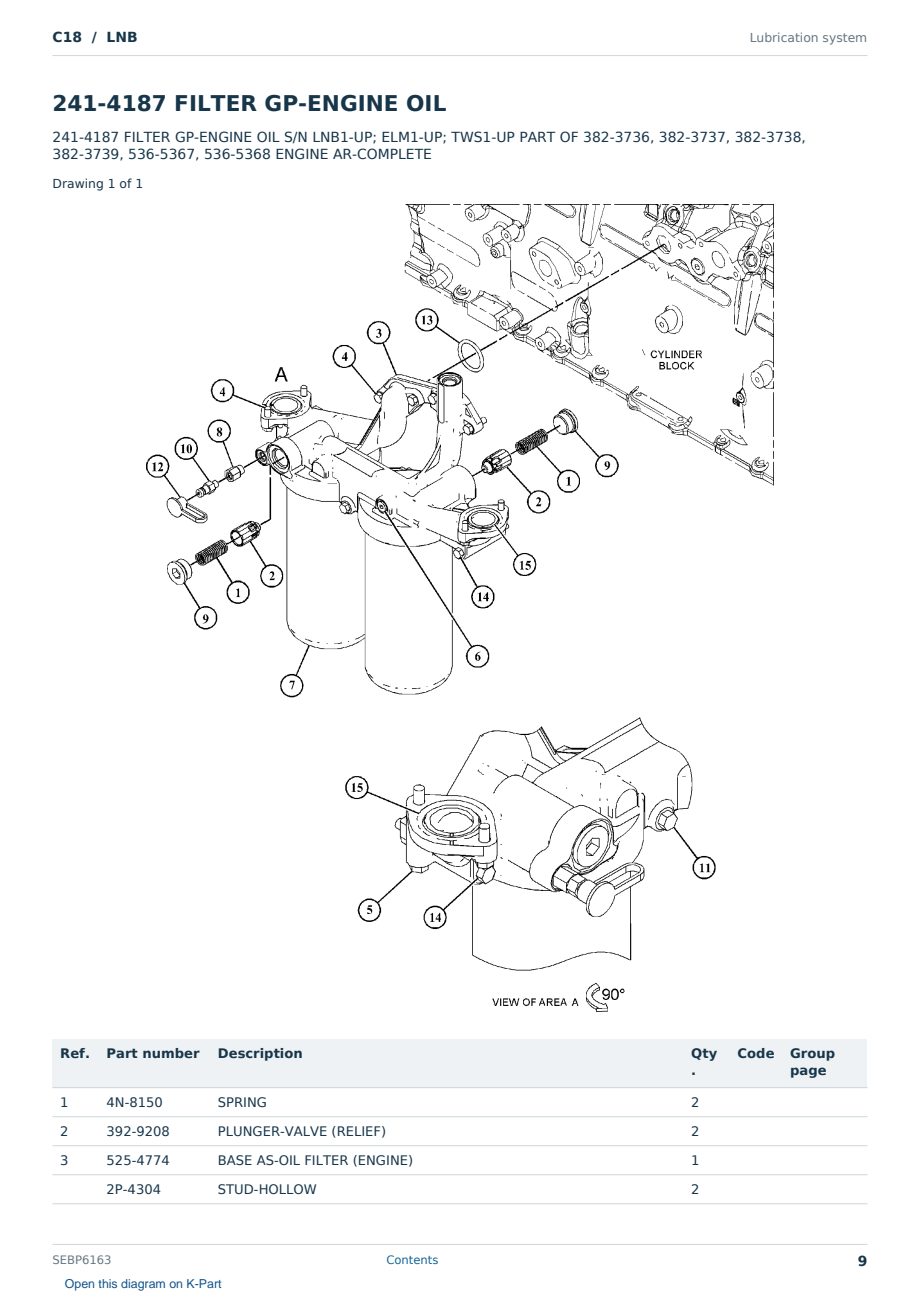 Caterpillar C18 S/N LNB Partsbook SEBP6163 (English) - sample page 9 of 10 Caterpillar C18 S/N LNB Partsbook SEBP6163 (English) - sample page 9 of 10