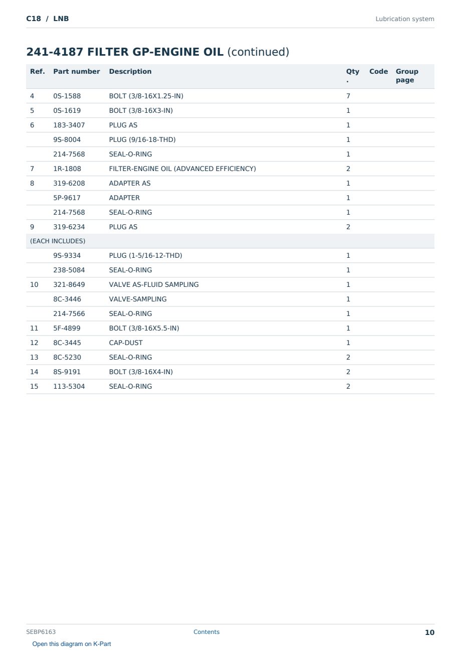 Caterpillar C18 S/N LNB Partsbook SEBP6163 (English) - sample page 10 of 10 Caterpillar C18 S/N LNB Partsbook SEBP6163 (English) - sample page 10 of 10
