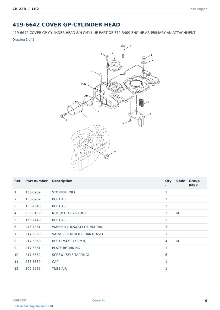 Caterpillar CB-22B S/N LR2 Partsbook KEBP6257 (English) - sample page 9 of 10 Caterpillar CB-22B S/N LR2 Partsbook KEBP6257 (English) - sample page 9 of 10