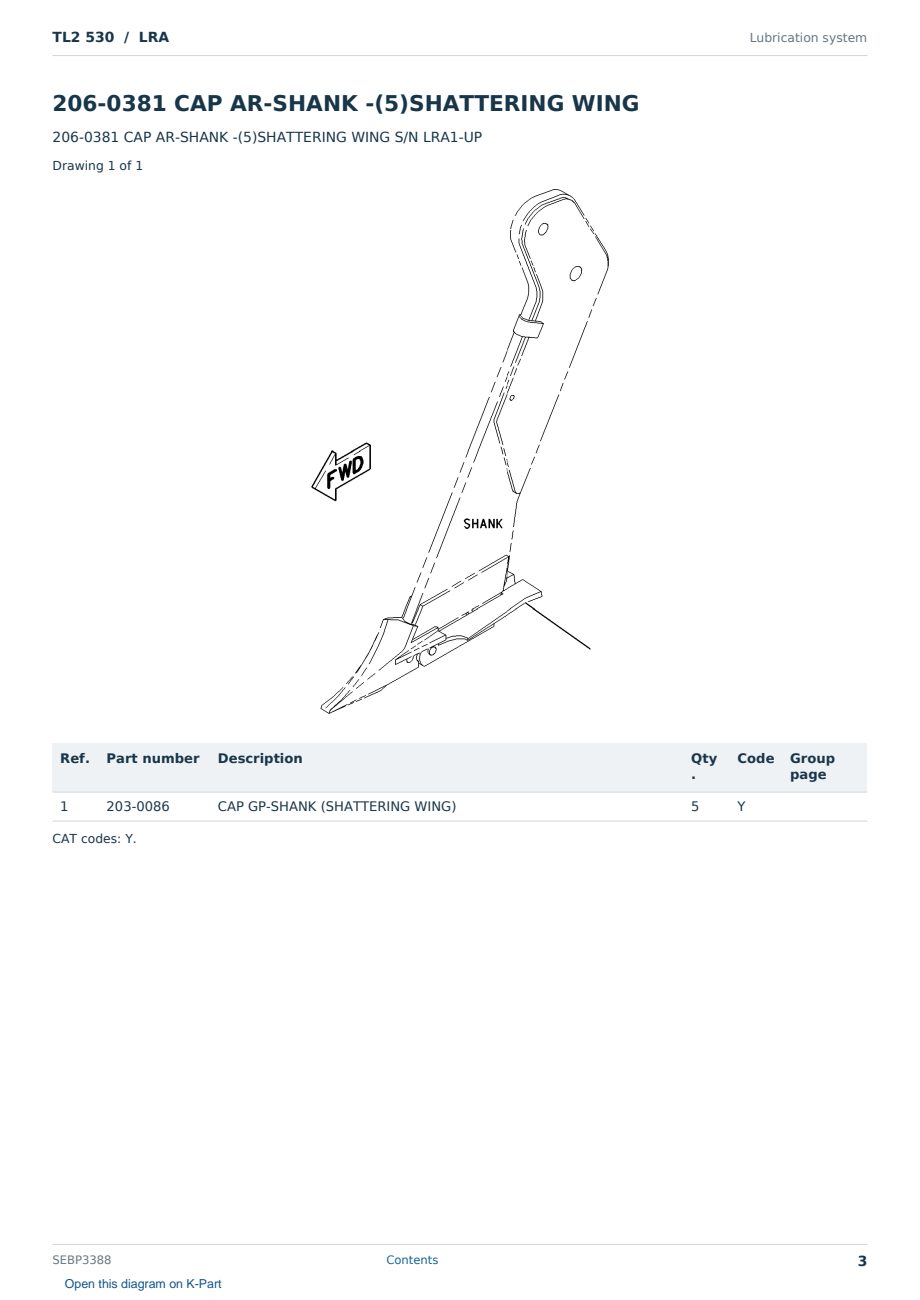 Caterpillar TL2 530 S/N LRA Partsbook SEBP3388 (English) - sample page 3 of 10 Caterpillar TL2 530 S/N LRA Partsbook SEBP3388 (English) - sample page 3 of 10