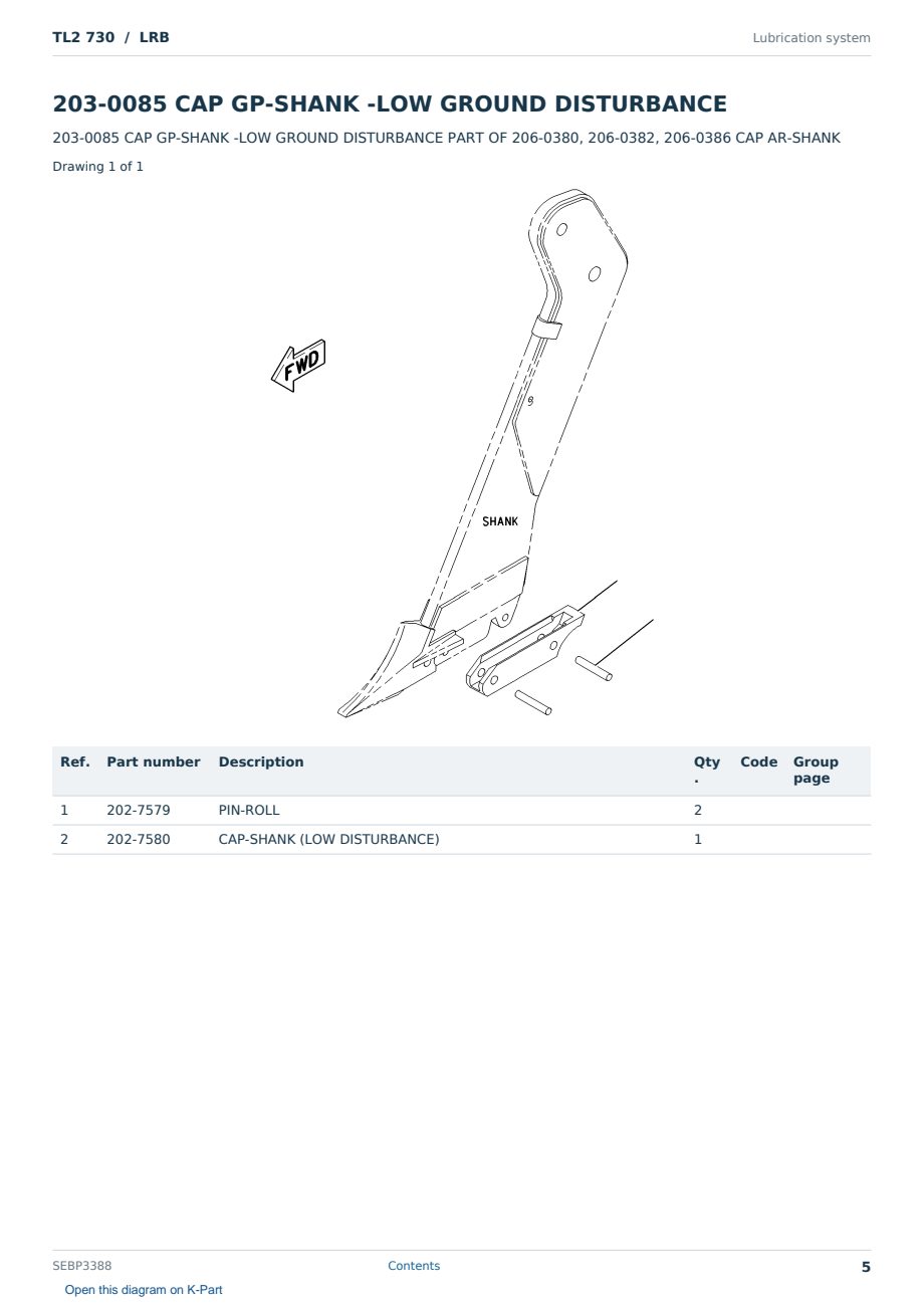 Caterpillar TL2 730 S/N LRB Partsbook SEBP3388 (English) - sample page 5 of 10 Caterpillar TL2 730 S/N LRB Partsbook SEBP3388 (English) - sample page 5 of 10