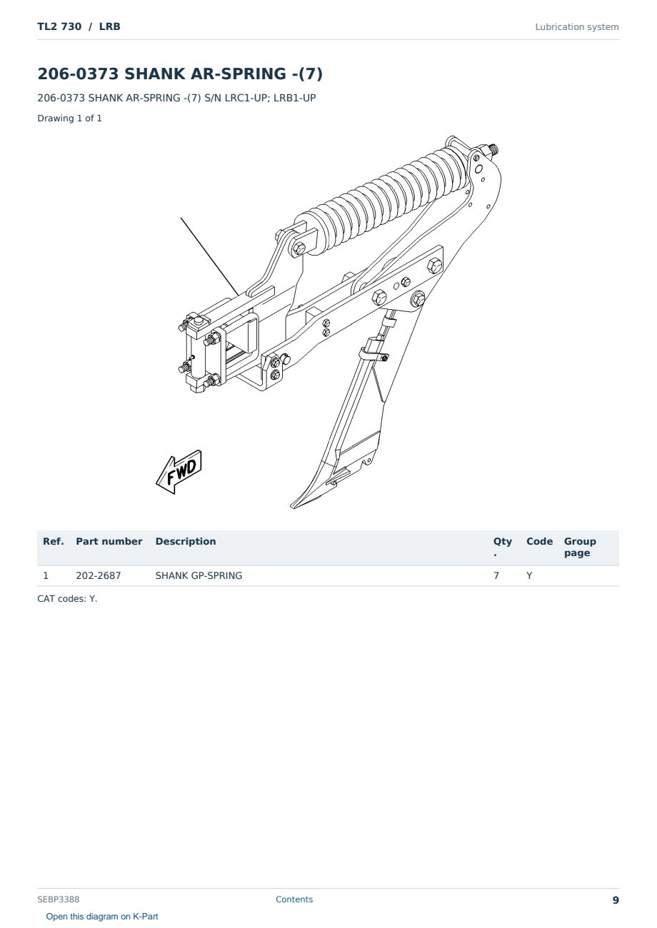 Caterpillar TL2 730 S/N LRB Partsbook SEBP3388 (English) - sample page 9 of 10 Caterpillar TL2 730 S/N LRB Partsbook SEBP3388 (English) - sample page 9 of 10