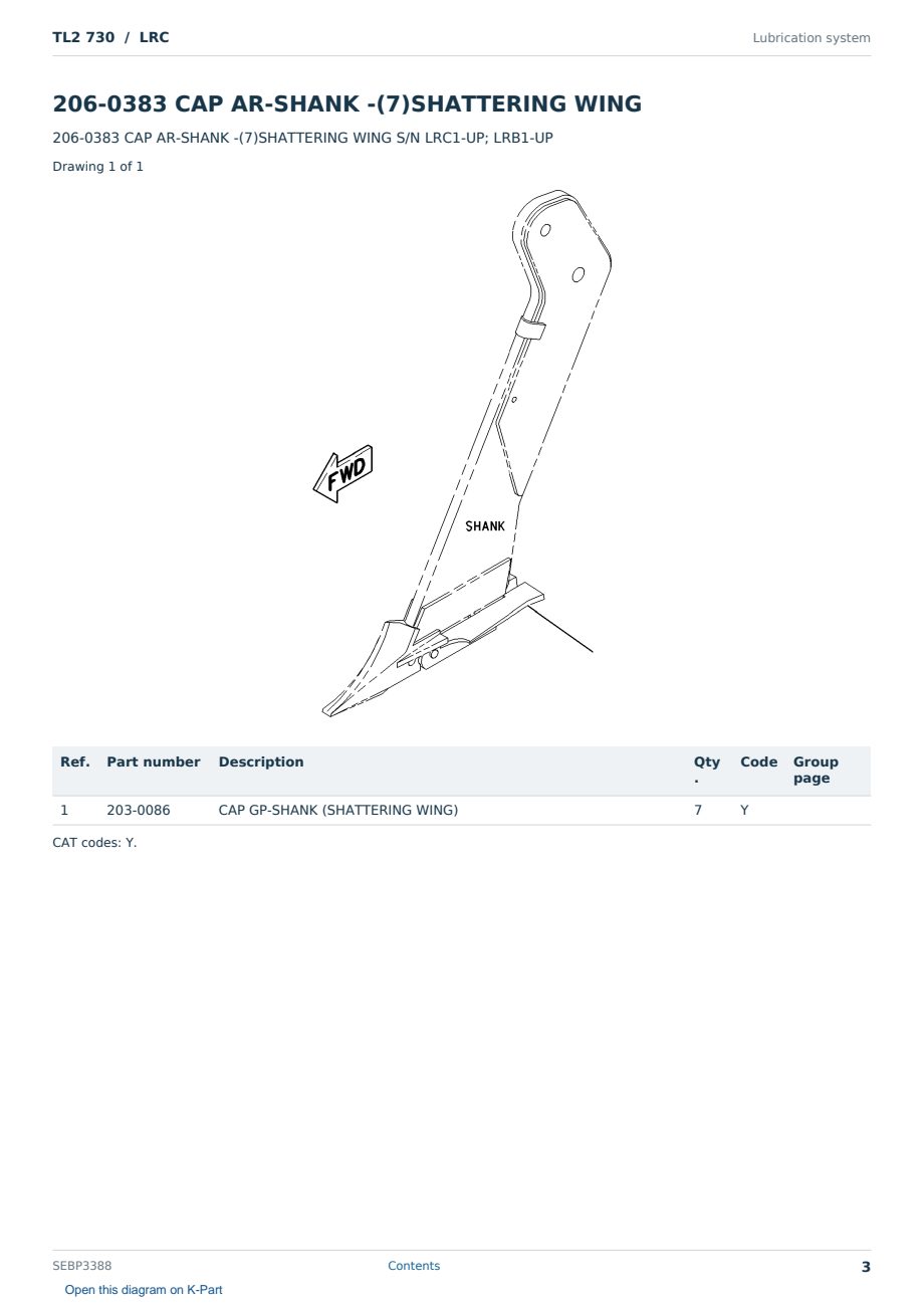 Caterpillar TL2 730 S/N LRC Partsbook SEBP3388 (English) - sample page 3 of 10 Caterpillar TL2 730 S/N LRC Partsbook SEBP3388 (English) - sample page 3 of 10