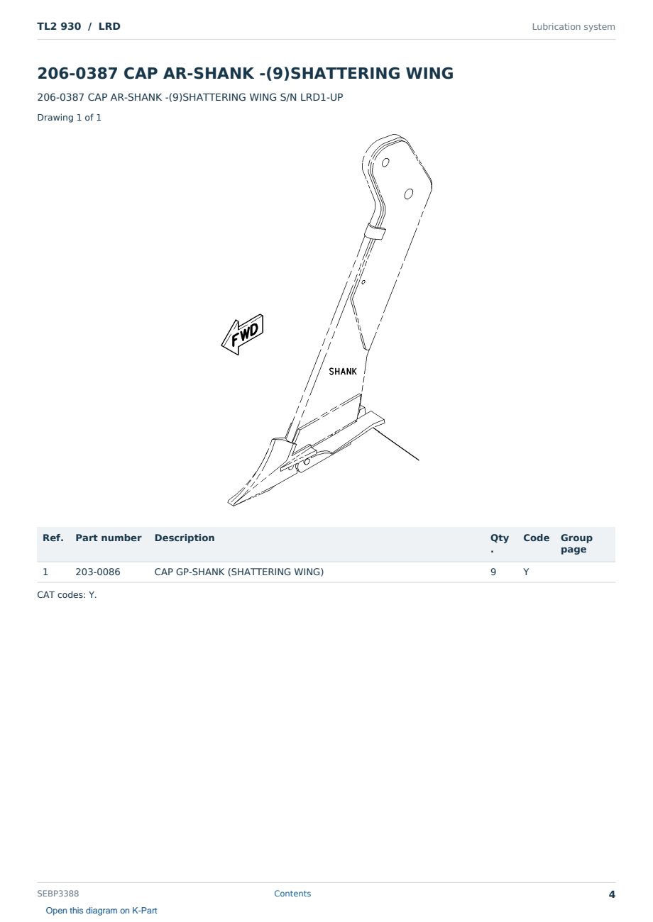 Caterpillar TL2 930 S/N LRD Partsbook SEBP3388 (English) - sample page 4 of 10 Caterpillar TL2 930 S/N LRD Partsbook SEBP3388 (English) - sample page 4 of 10