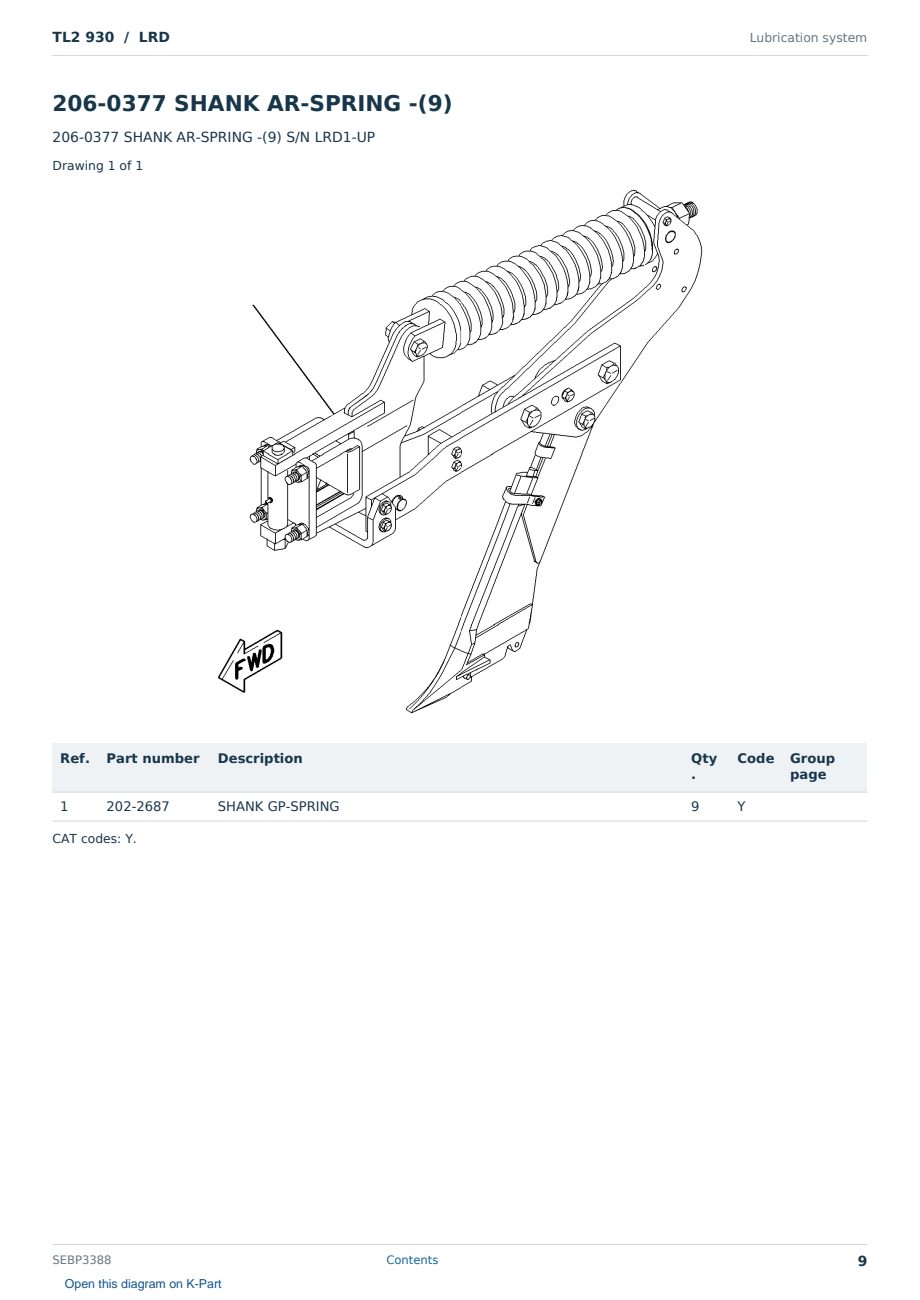 Caterpillar TL2 930 S/N LRD Partsbook SEBP3388 (English) - sample page 9 of 10 Caterpillar TL2 930 S/N LRD Partsbook SEBP3388 (English) - sample page 9 of 10