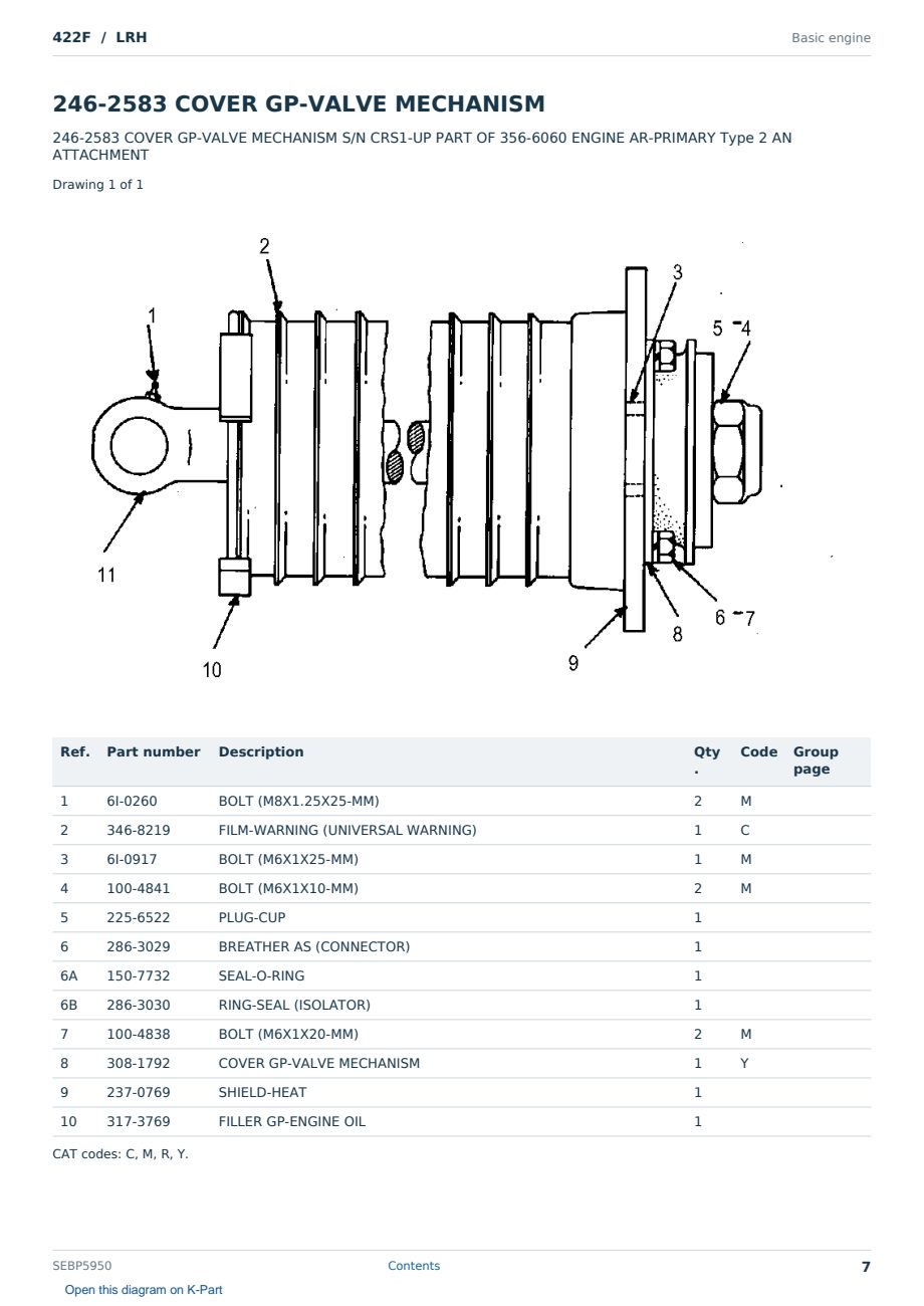 Caterpillar 422F S/N LRH Partsbook SEBP5950 (English) - sample page 7 of 10 Caterpillar 422F S/N LRH Partsbook SEBP5950 (English) - sample page 7 of 10