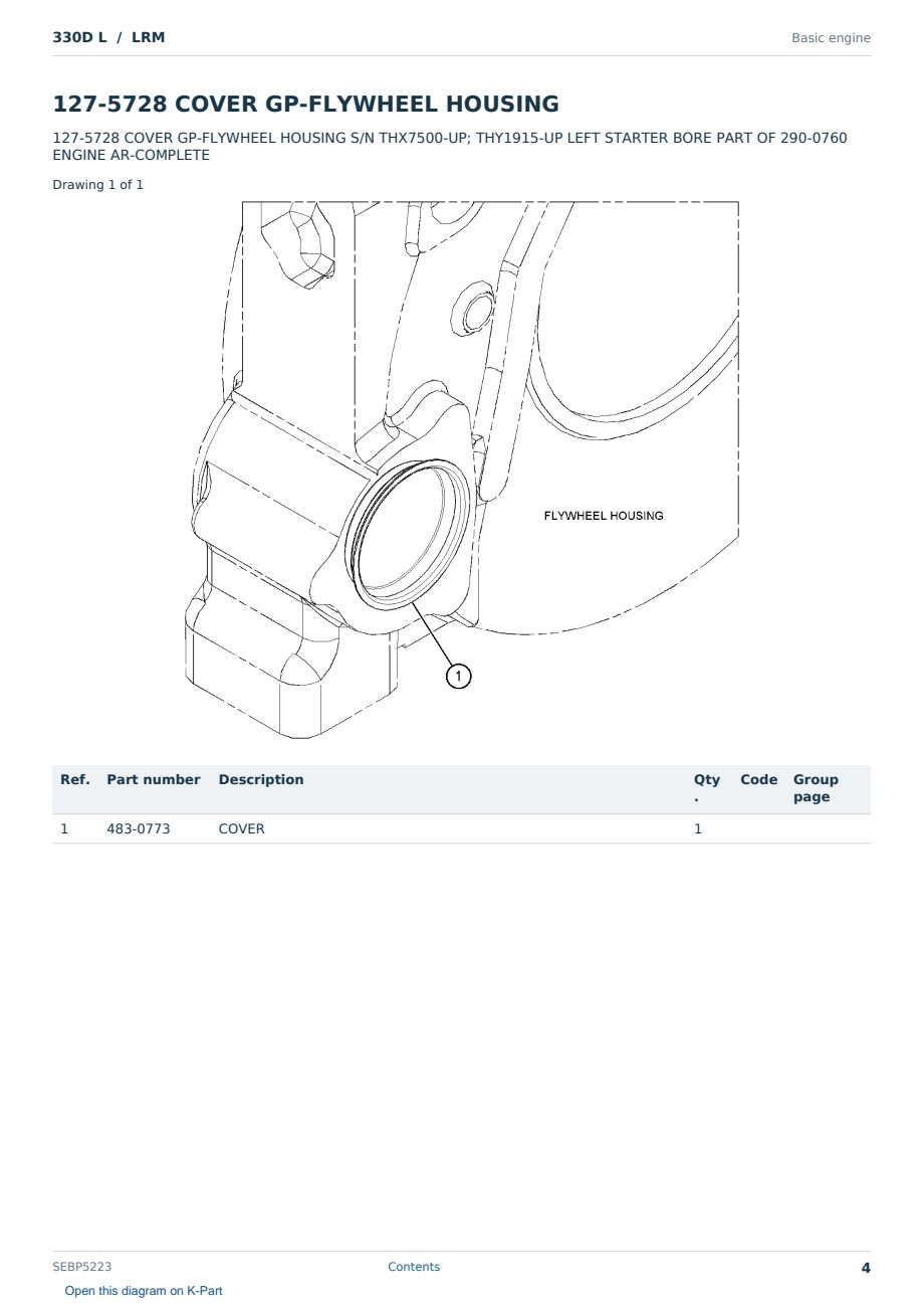 Caterpillar 330D L S/N LRM Partsbook SEBP5223 (English) - sample page 4 of 10 Caterpillar 330D L S/N LRM Partsbook SEBP5223 (English) - sample page 4 of 10