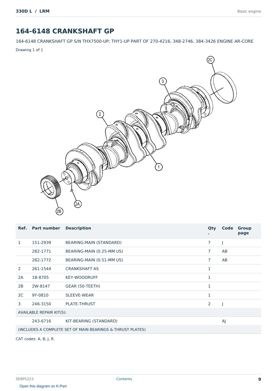 Caterpillar 330D L S/N LRM Partsbook SEBP5223 (English) - sample page 9 of 10 Caterpillar 330D L S/N LRM Partsbook SEBP5223 (English) - sample page 9 of 10