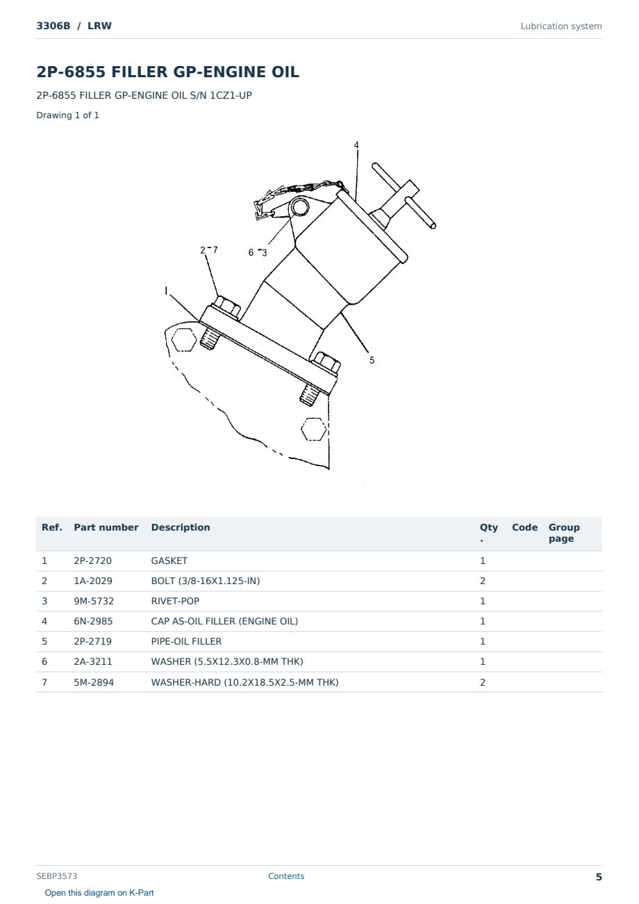 Caterpillar 3306B S/N LRW Partsbook SEBP3573 (English) - sample page 5 of 10 Caterpillar 3306B S/N LRW Partsbook SEBP3573 (English) - sample page 5 of 10
