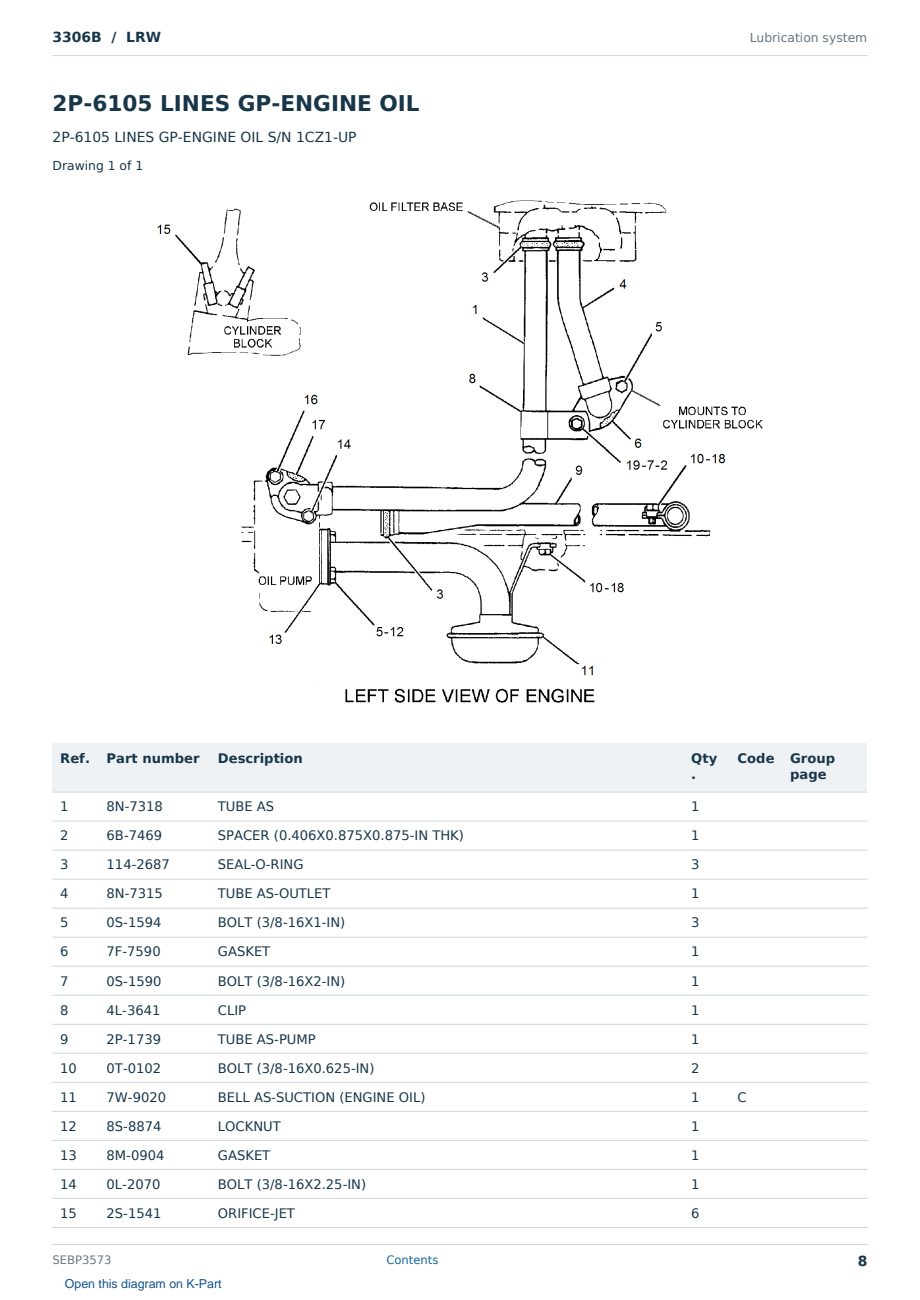Caterpillar 3306B S/N LRW Partsbook SEBP3573 (English) - sample page 8 of 10 Caterpillar 3306B S/N LRW Partsbook SEBP3573 (English) - sample page 8 of 10